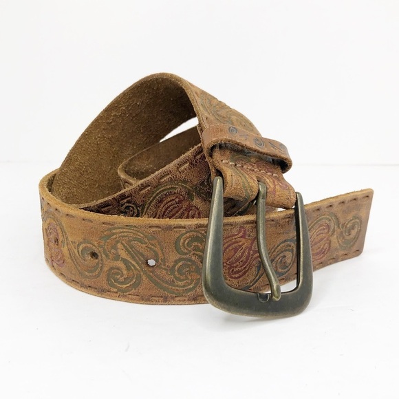 Bohemian embossed leather belt - Picture 3 of 12
